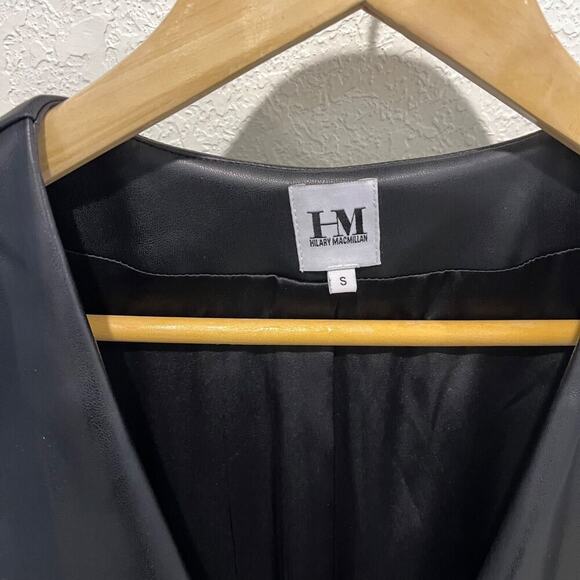 Hilary MacMillan Vegan Faux Leather Sleeveless Vest Tie Front Small Black - Picture 5 of 7